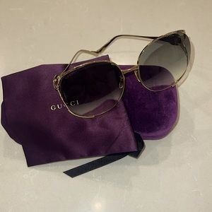 GUCCI Gradient Oversize Open Temple Round Sunglasses